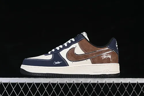 All categories Nk Air Force 1 Air Force series Nk Air Force 1 Low Air Force low-top Nike Air Force 1'07 Low Stussy co-branded blue brown pig leather Air Force 1 low-top casual sneakers DF0188-105